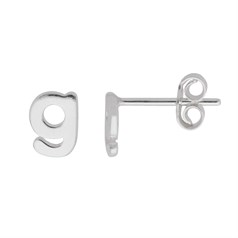Lowercase Alphabet Letter g Earstud with Scroll (SINGLE) Sterling Silver