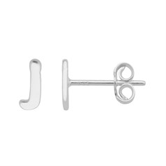 Lowercase Alphabet Letter j Earstud with Scroll (SINGLE) Sterling Silver