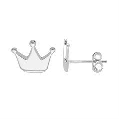 Crown Earstud 10x8mm with Scrolls Sterling Silver