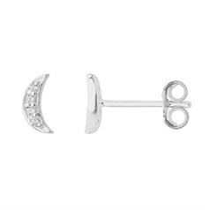 Mini Crescent Moon Earstud 7mm with Scrolls Sterling Silver
