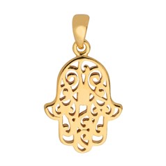 21x14mm Hamsa Hand Pendant Gold Plated Sterling Silver Vermeil