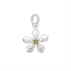 Peridot 5 Petal Flower Pendant appx 15mm Sterling Silver