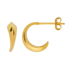 12mm Crescent Ear Hoop with Post & Scroll Gold Plated Sterling Silver Vermeil