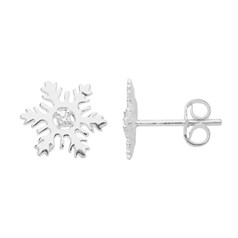 Snowflake with CZ Earstud Sterling Silver