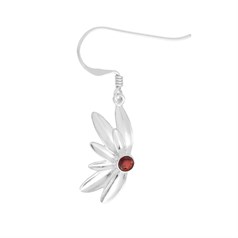 Garnet Half Flower Earrings appx 24x14mm Sterling Silver