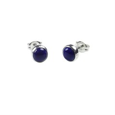 6mm Round Gemstone Earstud Lapis Lab Created Sterling Silver