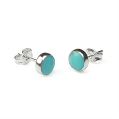 6mm Round Gemstone Earstud Synthetic Turquoise STS
