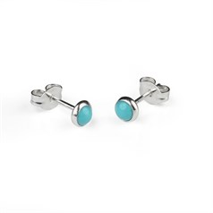 4mm Round Gemstone Earstud Synthetic Turquoise Sterling Silver