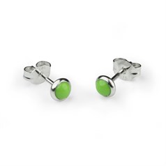 4mm Round Gemstone Earstud Synthetic Gaspeite Sterling Silver