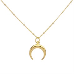 Crescent Moon (16mm) Necklace 16" Gold Plated Sterling Silver Vermeil