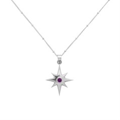 Amethyst Celestial Star (27mm) Necklace 18" Sterling Silver
