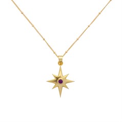 Amethyst Celestial Star (27mm) Necklace 18" Gold Plated Sterling SilverVermeil