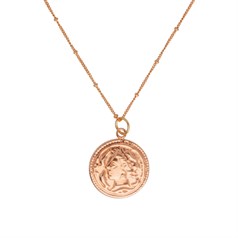Roman Medallion Necklace 18" Rose Gold Plated Sterling Silver Vermeil