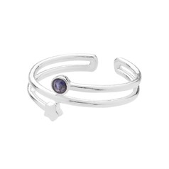 Childs/Pinkie Adjustable Ring with Star and Sapphire Size G/H Sterling Silver