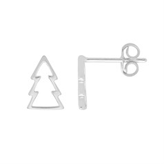 Christmas Tree Earstuds with Scrolls Sterling Silver