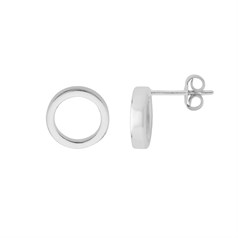 Heavy Circle Earstud with Post & Scroll Sterling Silver