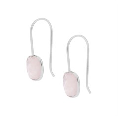 Rose Quartz Facetted Square Wire Drop Earrings Sterling Silver