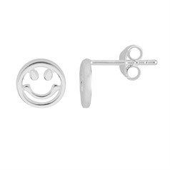 Smiley Face Earstuds with Scrolls Sterling Silver