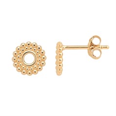 Beaded Circle Earstuds including Scrolls Gold Plated Sterling Silver Vermeil