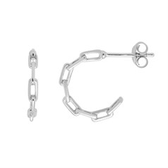 Chain Earhoop with post & Scroll Sterling Silver