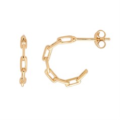 Chain Earhoop with post & Scroll Gold Plated Sterling Silver Vemeil