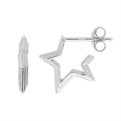 Stepped Star Earhoop with post & Scroll Sterling Silver
