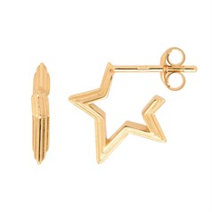 Stepped Star Earhoop with post & Scroll Gold Plated Sterling Silver Vermeil
