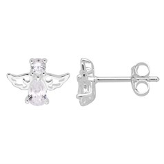 CZ Angel Earstuds with Scroll Sterling Silver
