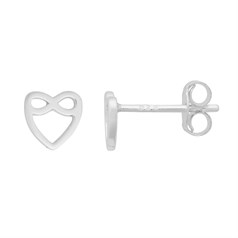 Mini Infinity Heart Earstud with Post & Scroll Sterling Silver