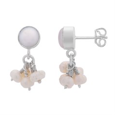 Freshwater Pearl Earstud with 5 pearl cluster with Scroll STS