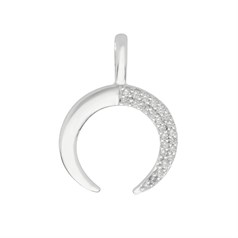 Crescent Moon Pendant with CZ Sterling Silver