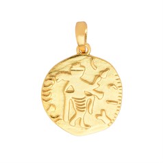 Tribal Figure 19mm pendant Gold Plated Sterling Silver Vermeil