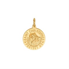 Saint Christopher 12.5mm Pendant Gold Plated Sterling Silver Vermeil