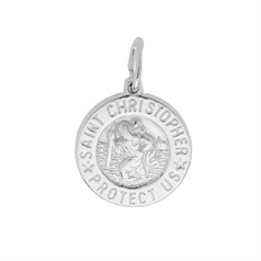 Saint Christopher Satin Finish 15mm Pendant Sterling Silver