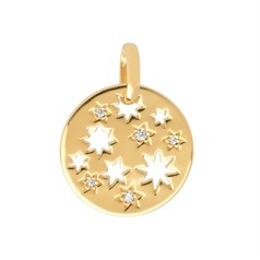 Starry Disc Pendant with CZ Gold Plated Sterling Silver Vermeil