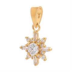 CZ Snowflake Pendant Gold Plated Sterling Silver Vermeil
