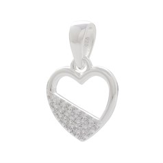 Open Heart with CZ Pendant Sterling Silver