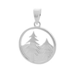 Pine Tree Forest 19mm Pendant  Sterling Silver