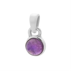 6mm Amethyst Round Pendant Sterling Silver