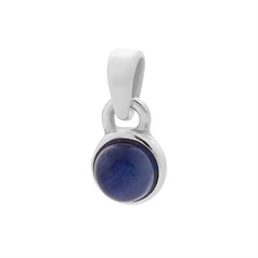 6mm Blue Sapphire Round Pendant Sterling Silver