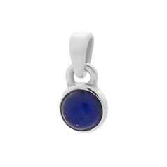 6mm Lapis Round Pendant Sterling Silver