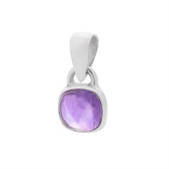 6mm Amethyst Square Pendant Sterling Silver