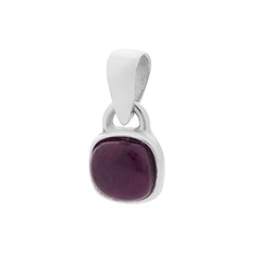 6mm Ruby Square Pendant Sterling Silver