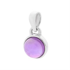 8mm Amethyst Round Pendant Sterling Silver
