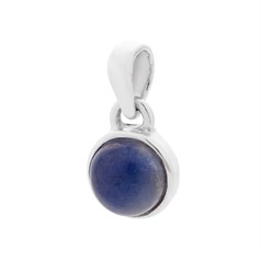 8mm Blue Sapphire Round Pendant Sterling Silver