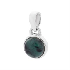 8mm Emerald Round Pendant Sterling Silver