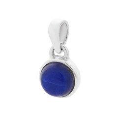 8mm Lapis Round Pendant Sterling Silver