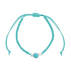Cord Bracelet - Turquoise Knotted Bracelet Sterling Silver