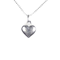 Child's Puff Heart Charm Necklace Sterling Silver