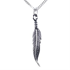 Feather Necklace Antiqued Sterling Silver